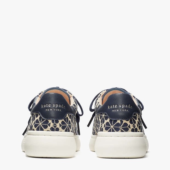 ♥️♠️♥️ Kate Spade Flower Jacquard Keswick Sneakers Navy blue, size 7 ♥️♠️♥️ - Picture 4 of 10